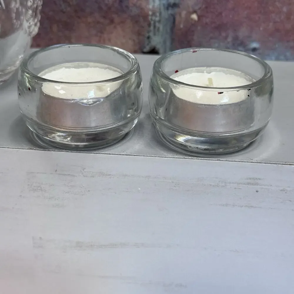 Set‎ of 2 Mikasa Crystal Frosted Clear Christmas Fiesta Votive Candle Holders